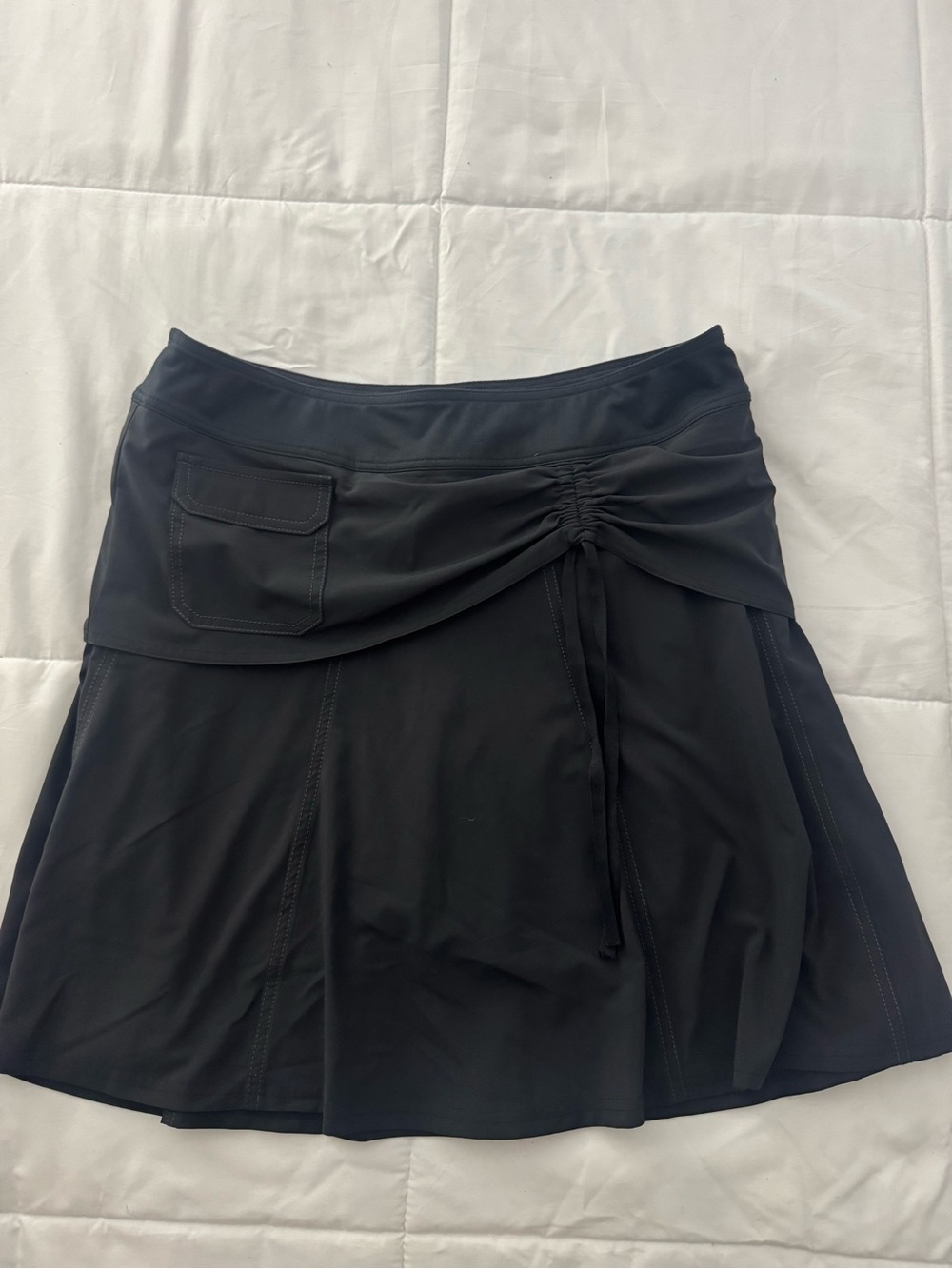 Athleta Black Asymmetrical Ruched Skort with Hip Pocket